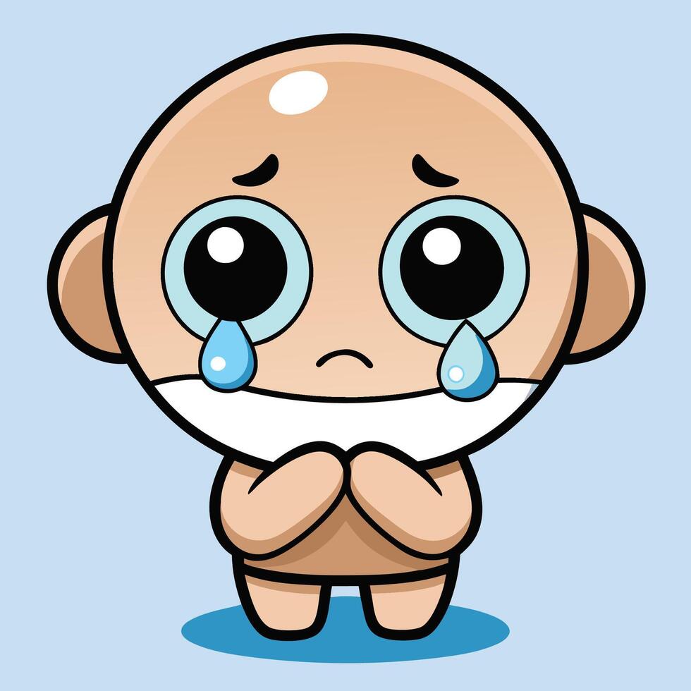 a cartoon baby crying with a bandage on his face vector