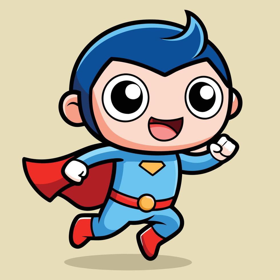 cartoon super hero running with big eyes vector
