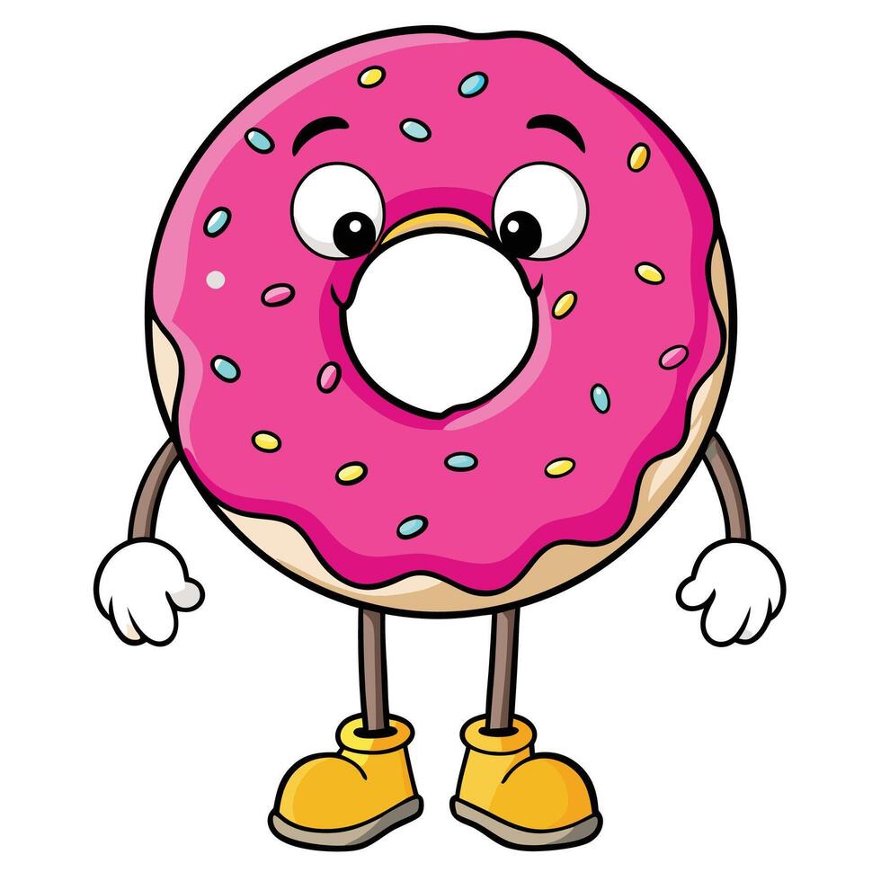 a cartoon donut character with legs and arms vector