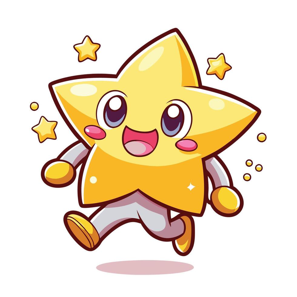 a cartoon star running with a smile on its face vector