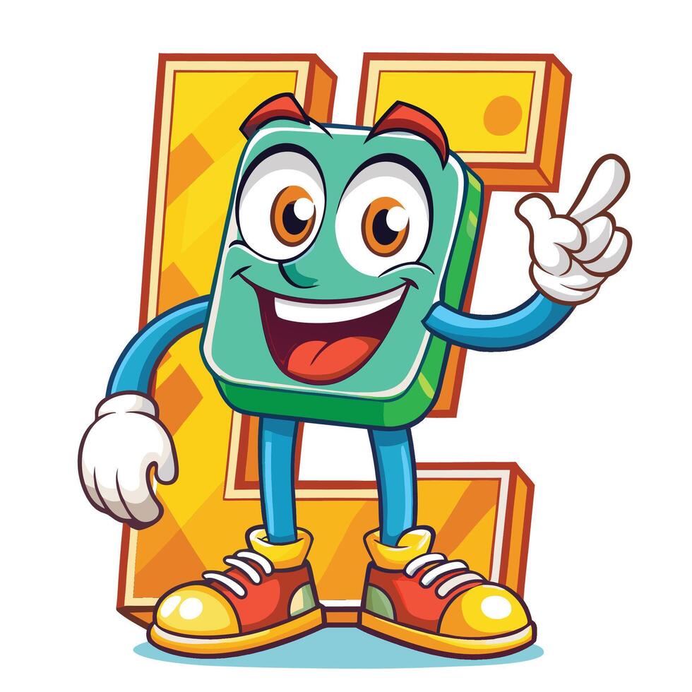 cartoon character of letter l with thumbs up and pointing vector