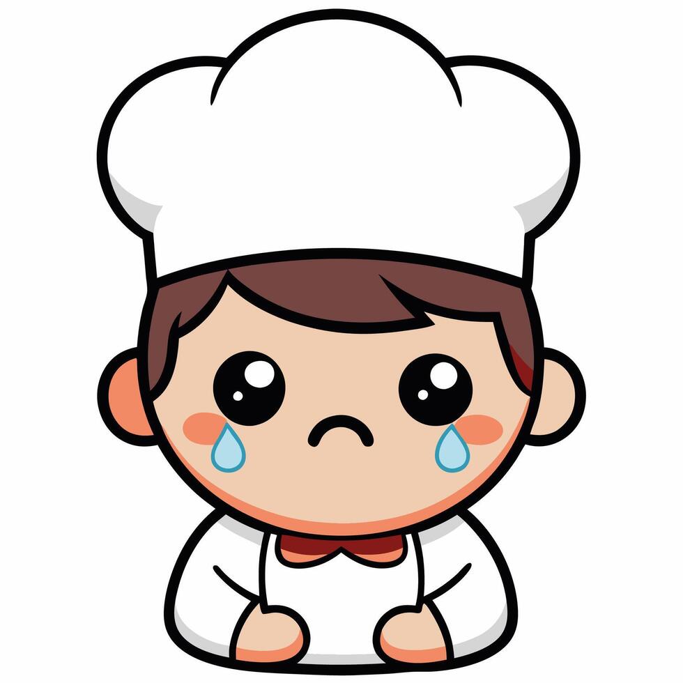 a cartoon chef crying vector