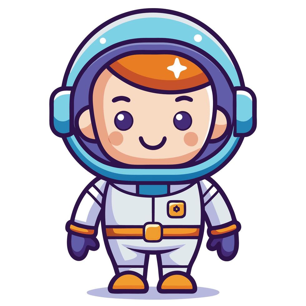 cartoon astronaut boy in space suit illustration vector