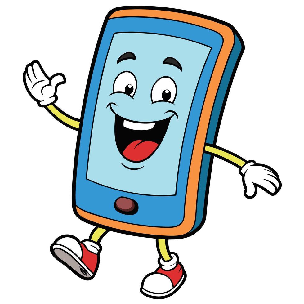 mobile phone cartoon mascot illustration vector