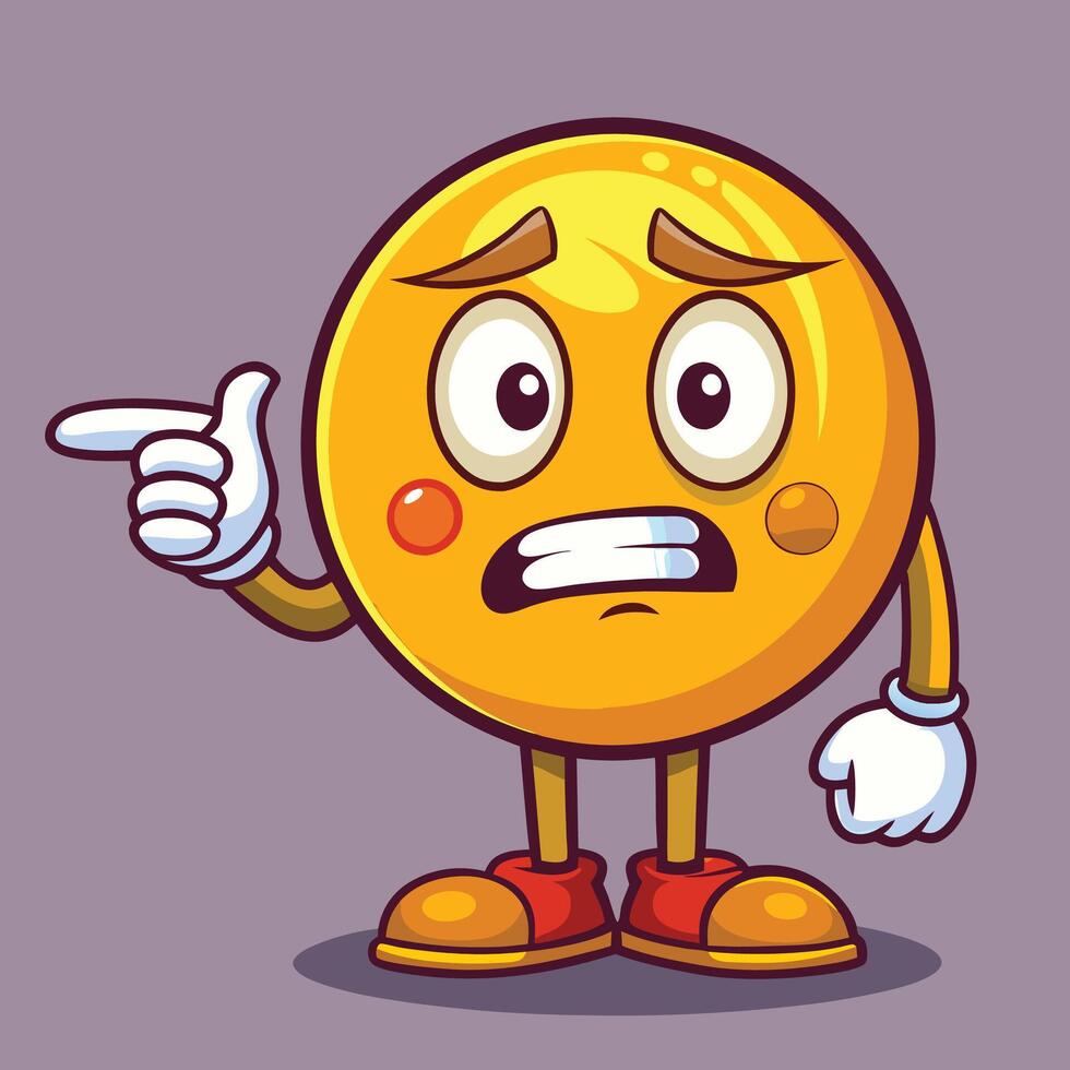 emoticon character with angry expression pointing finger at something vector