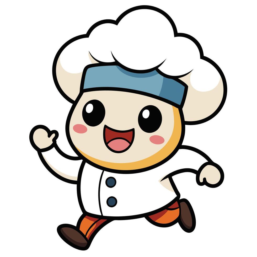 a cartoon chef running with a smile on his face vector