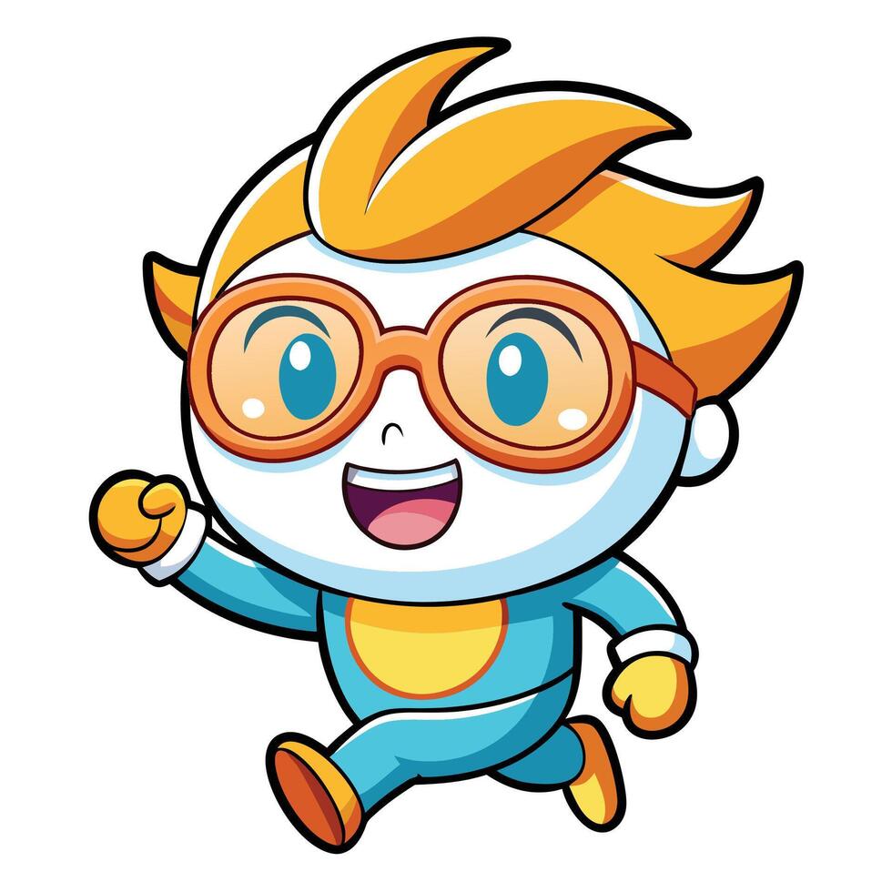 a cartoon character with orange glasses and a blue shirt vector