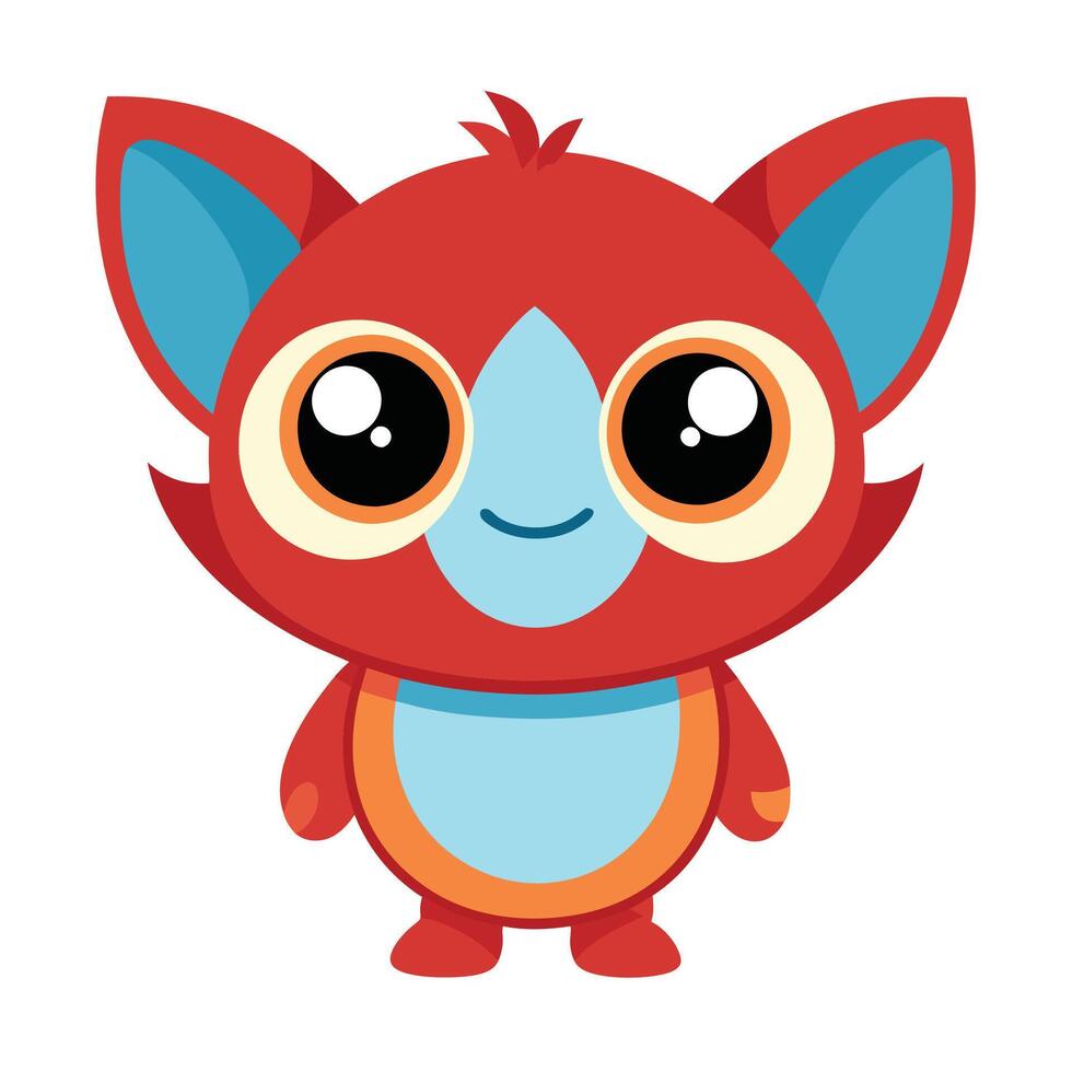 a cartoon character with big eyes and a red and blue body vector