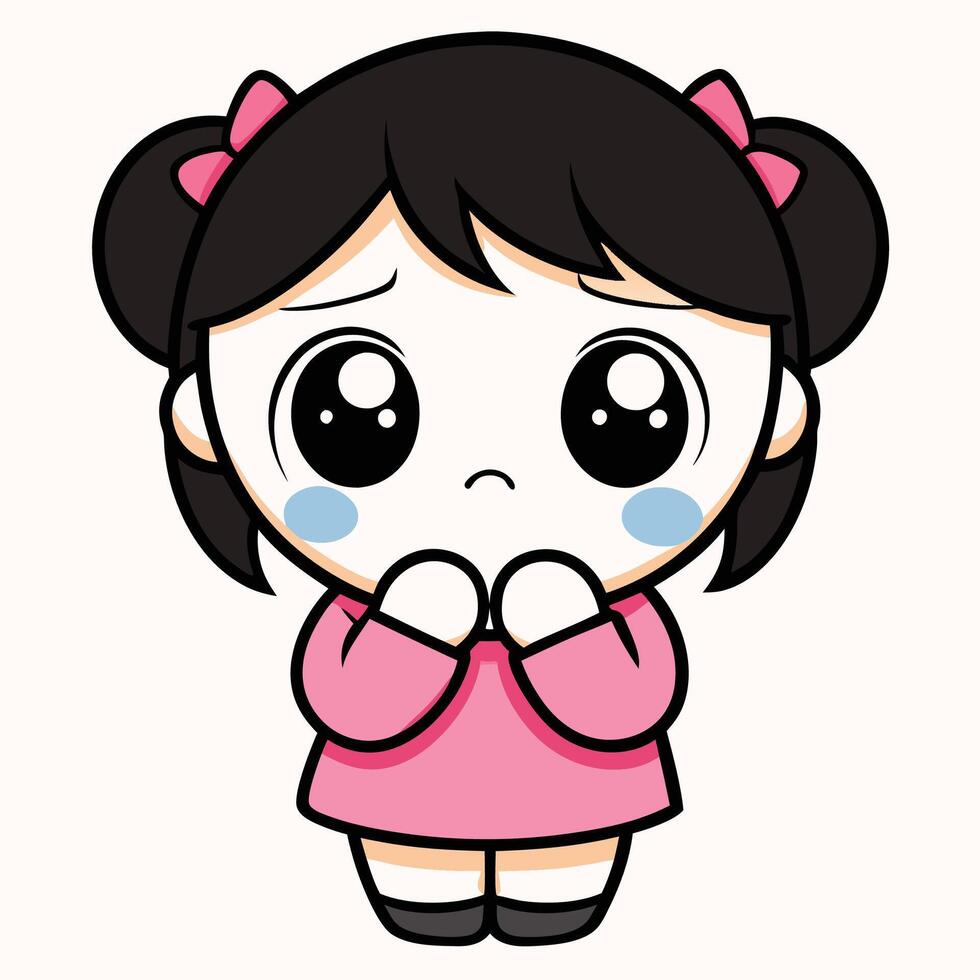 cute girl crying illustration vector