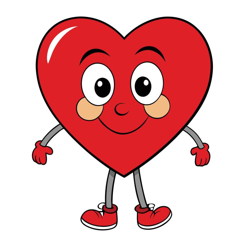 a cartoon heart character with legs and arms vector
