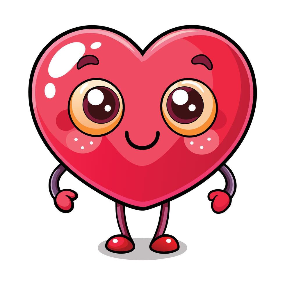 a cartoon heart character with big eyes and a smile vector