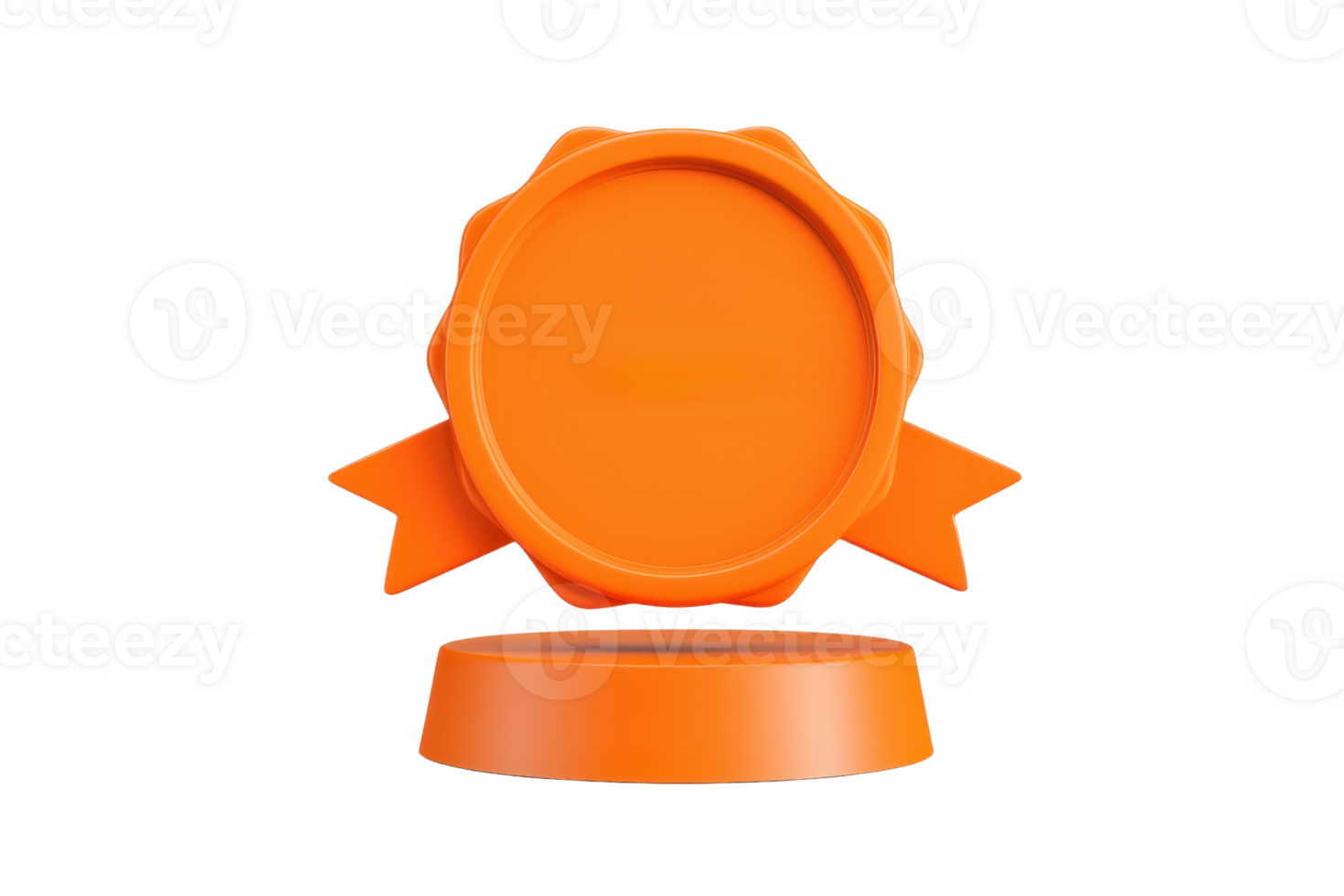 An orange badge or seal with decorative edges and two ribbons, often used to signify achievement or special recognition. png