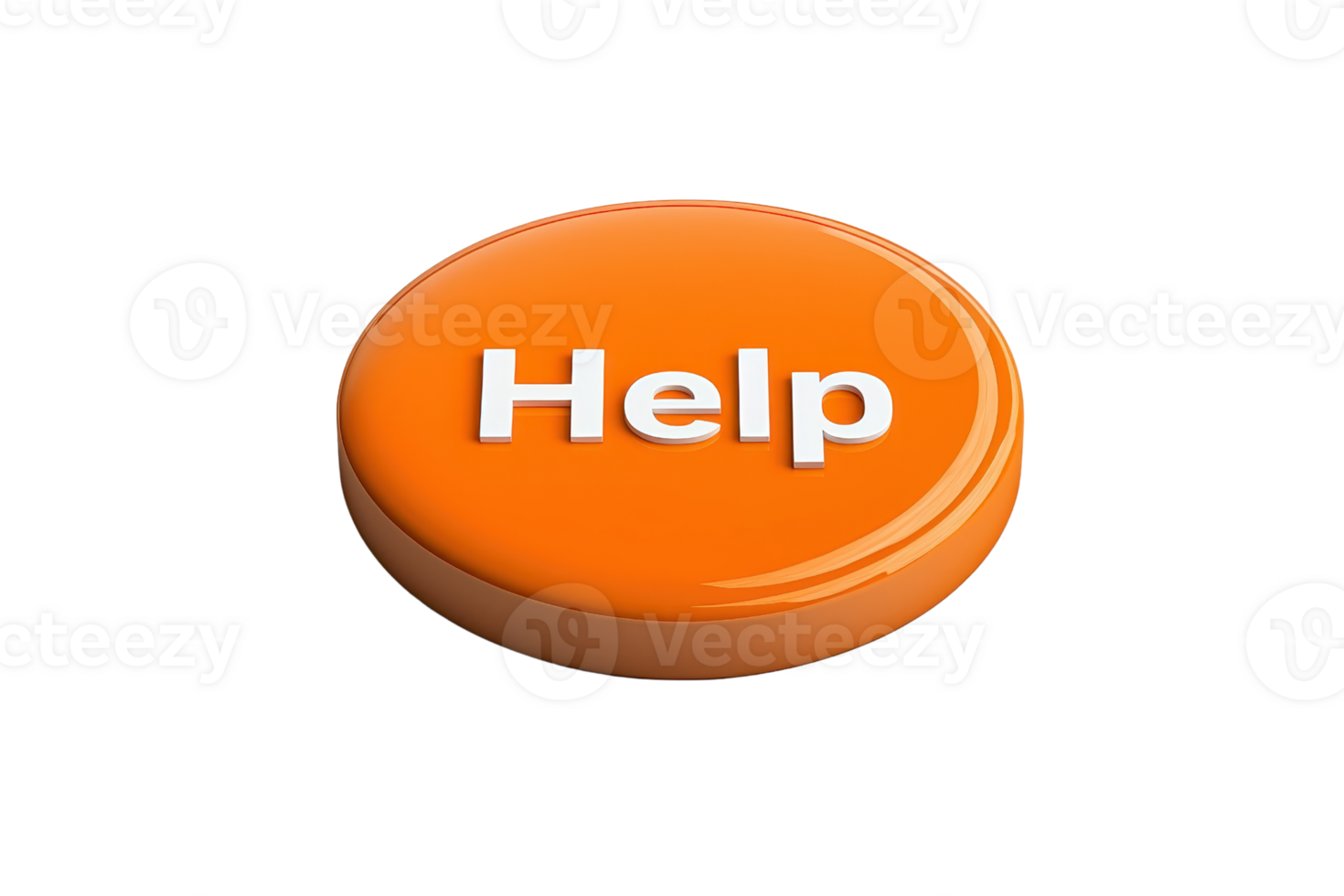 A bright orange button with the word Help prominently displayed in white text. png