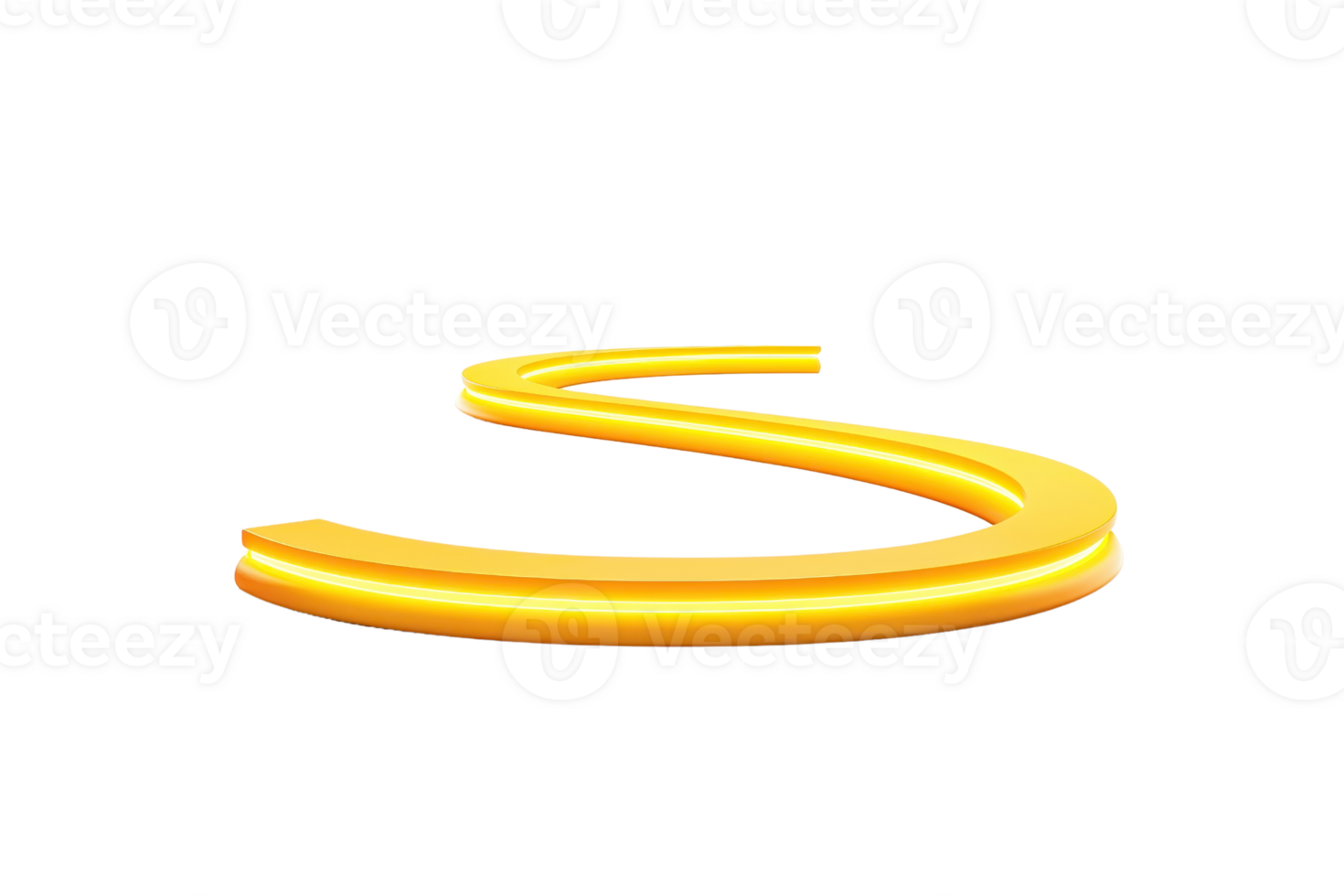 A vibrant, yellow, curved line resembling the letter 'S' with a smooth, glossy finish. png