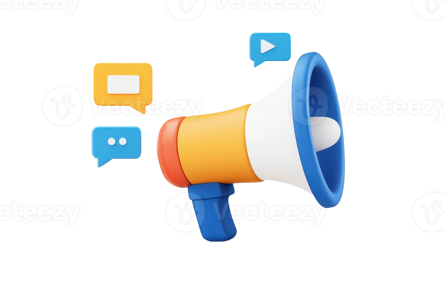A colorful megaphone with speech bubbles, symbolizing communication and messaging. png