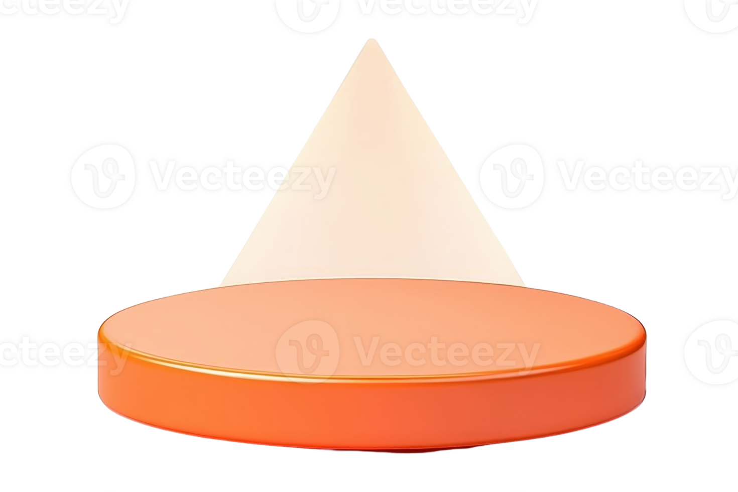 A simple geometric composition featuring a circular orange base and a white triangular peak. png