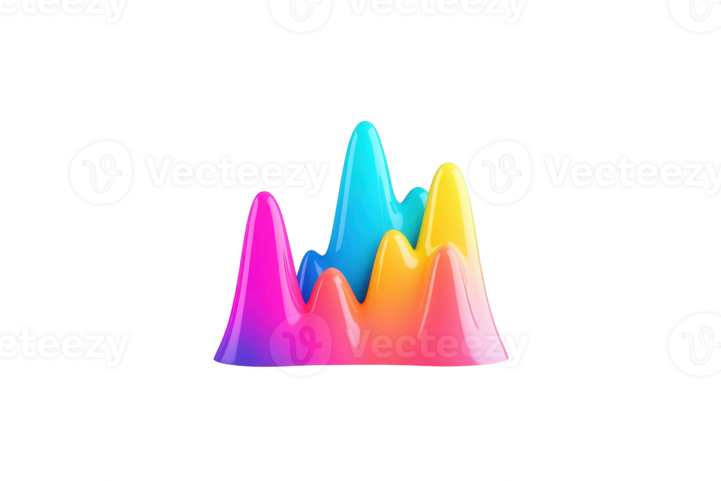 A vibrant, multi-colored 3D wave-like structure with peaks and valleys in shades of pink, blue, and yellow. png