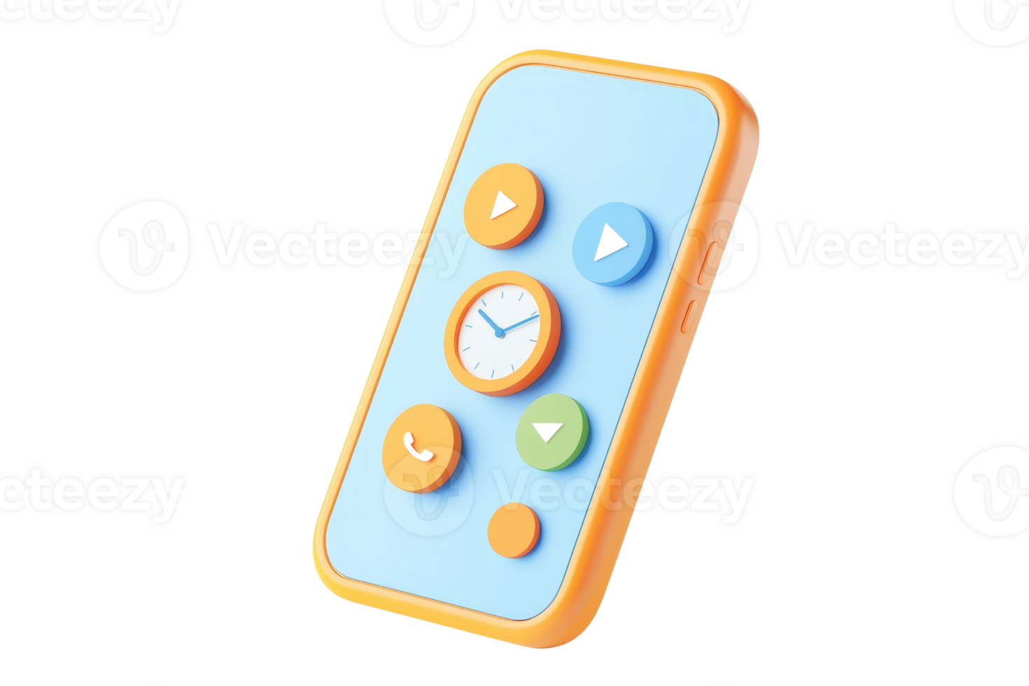 A colorful toy device featuring various buttons and a clock display, designed for playful interaction. png