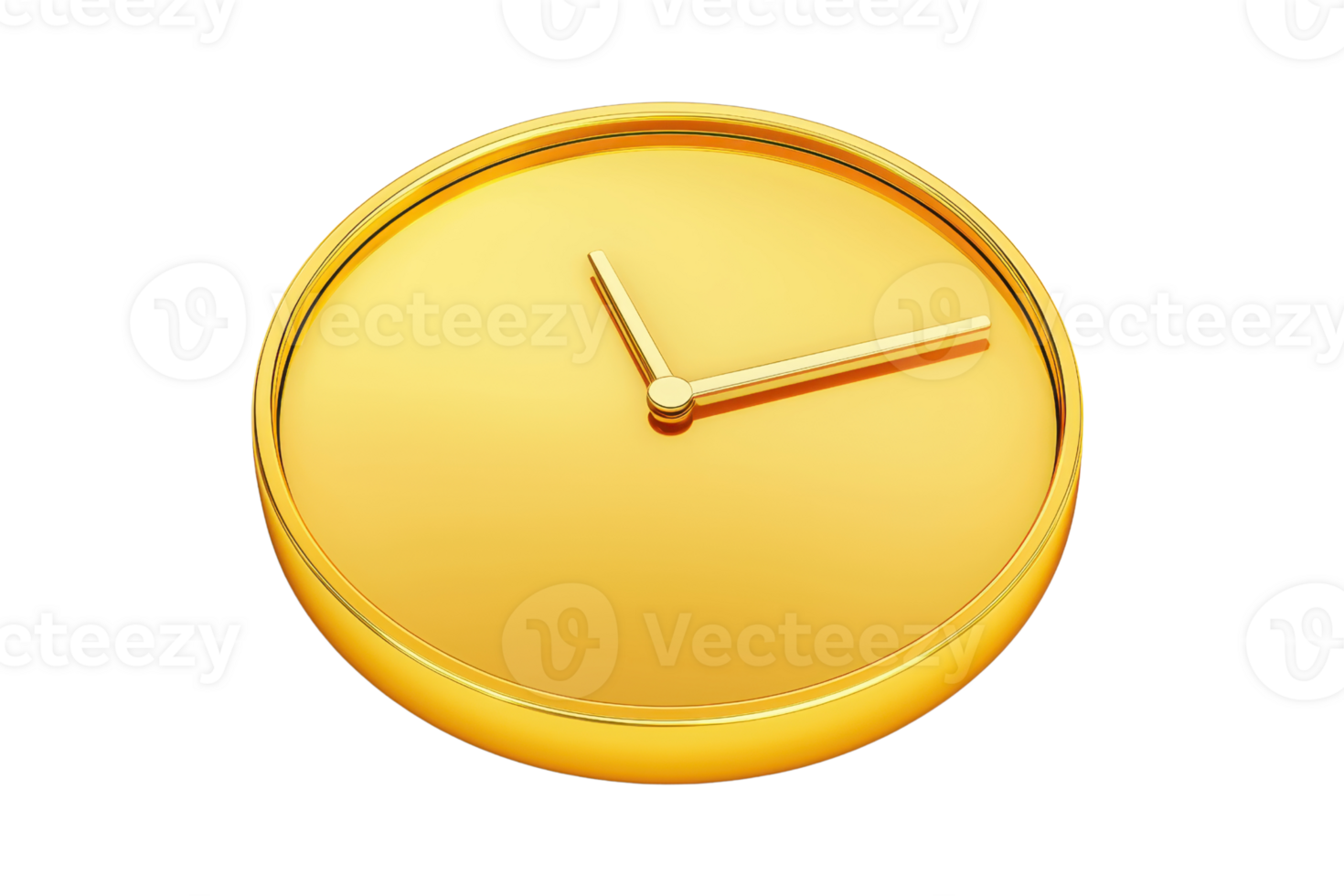 A sleek, gold clock with minimalist design featuring simple hour and minute hands. png
