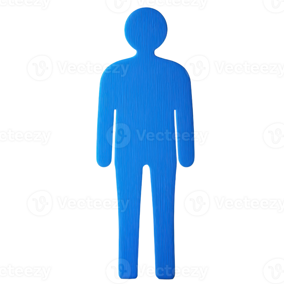 A blue, stylized figure of a person with a simple, minimalist design. png