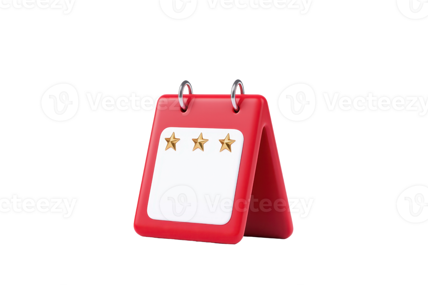 A small red calendar featuring three golden stars, designed for easy display and note-taking. png