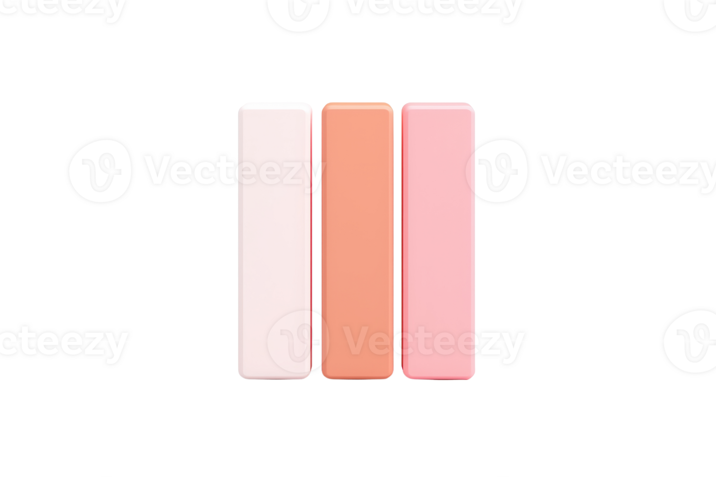 Three rectangular color swatches in soft shades of pink and peach arranged horizontally. png