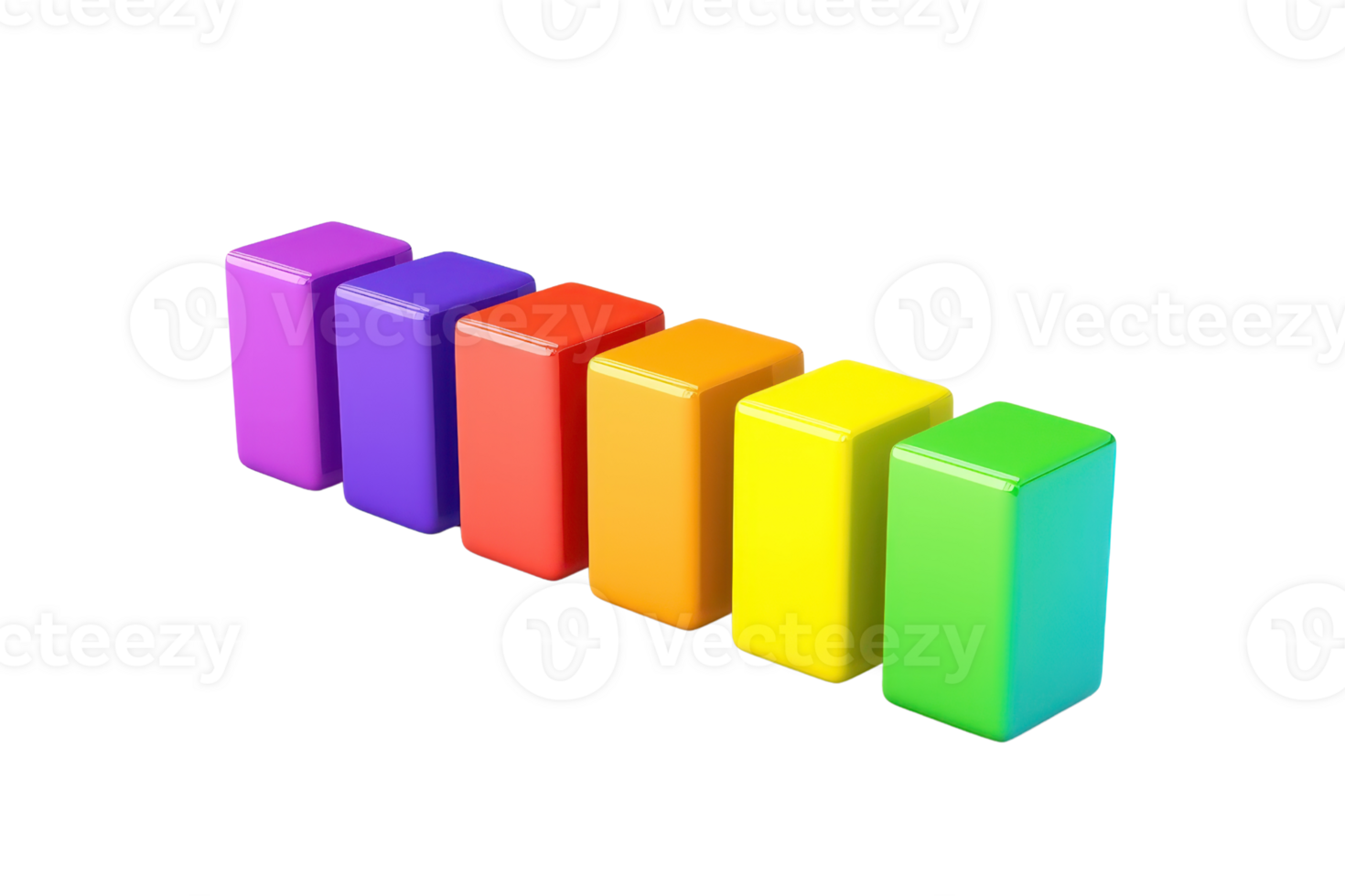A series of colorful rectangular blocks arranged in a line, showcasing various vibrant hues. png