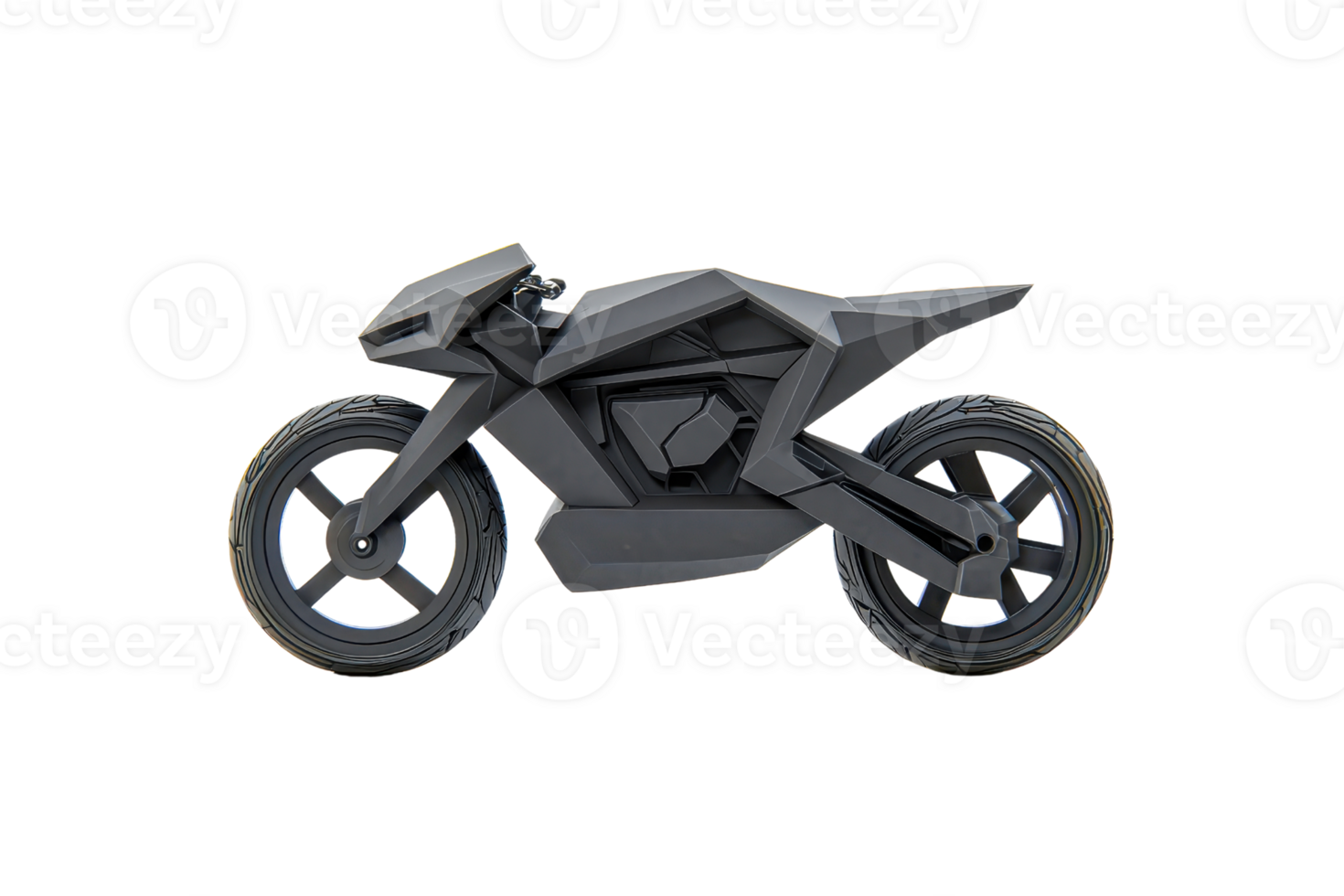 A sleek, modern motorcycle with a geometric design, showcasing sharp lines and a minimalist aesthetic. png