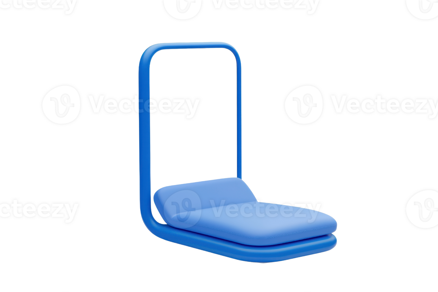 A modern blue lounge chair with a sleek design featuring a cushioned seat and a minimalist frame. png