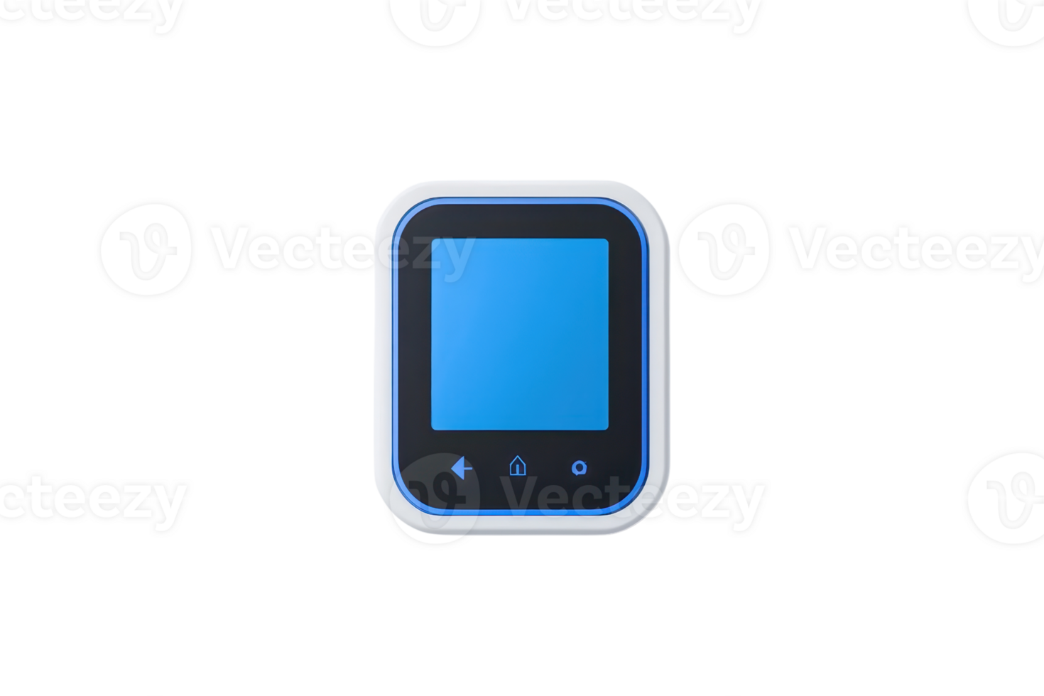 A sleek digital device featuring a blue display and simple control buttons. png