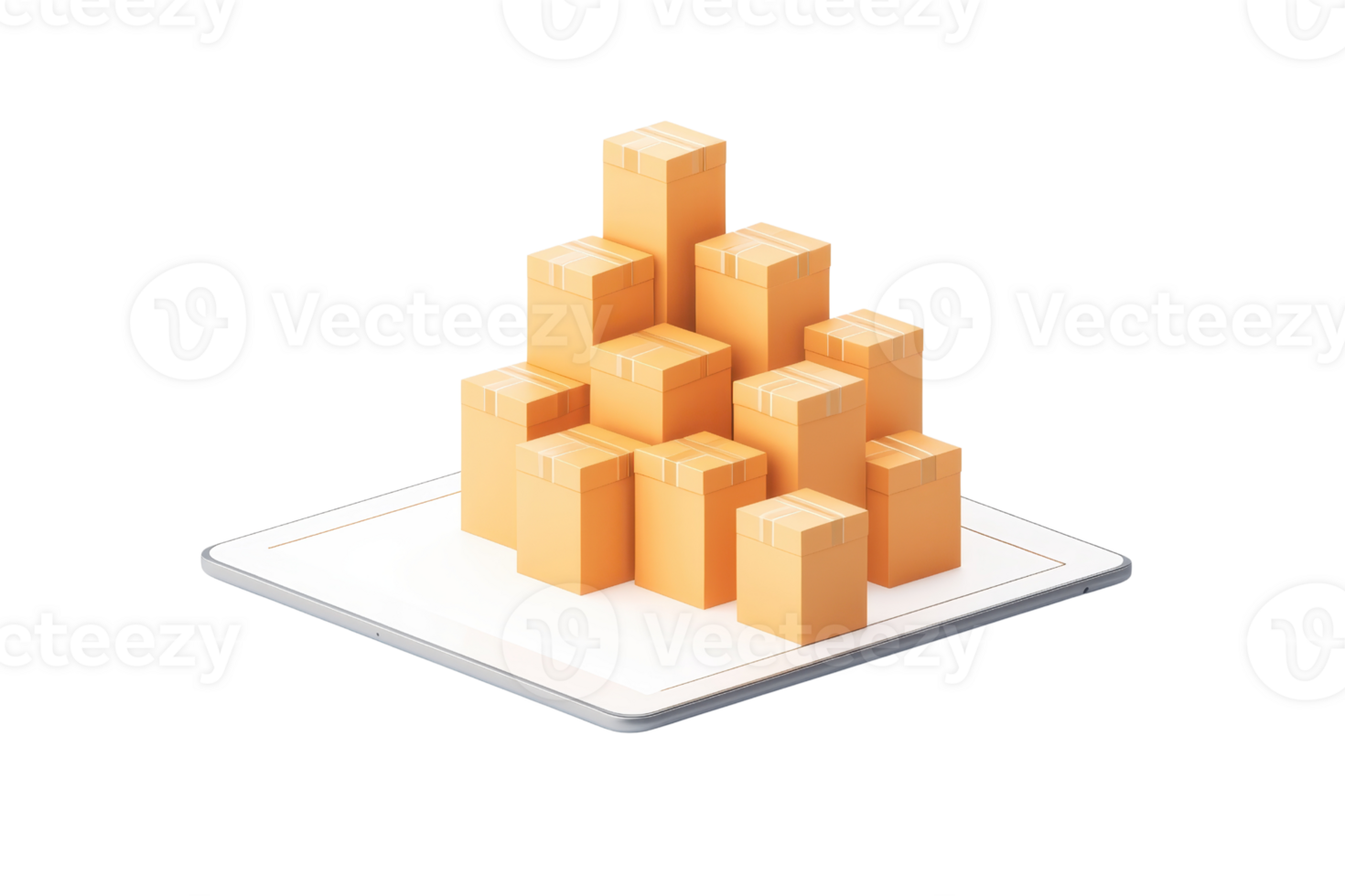 A cluster of orange cubes arranged in a pyramid formation on a square base. png