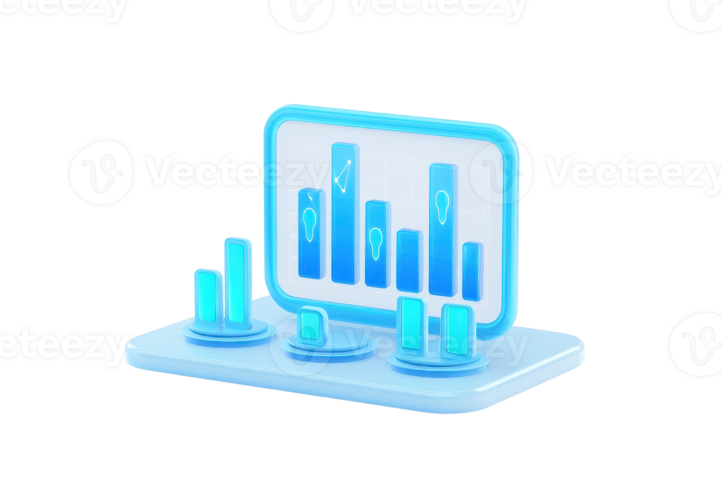 A glowing, modern data visualization display featuring various bars representing statistical information. png