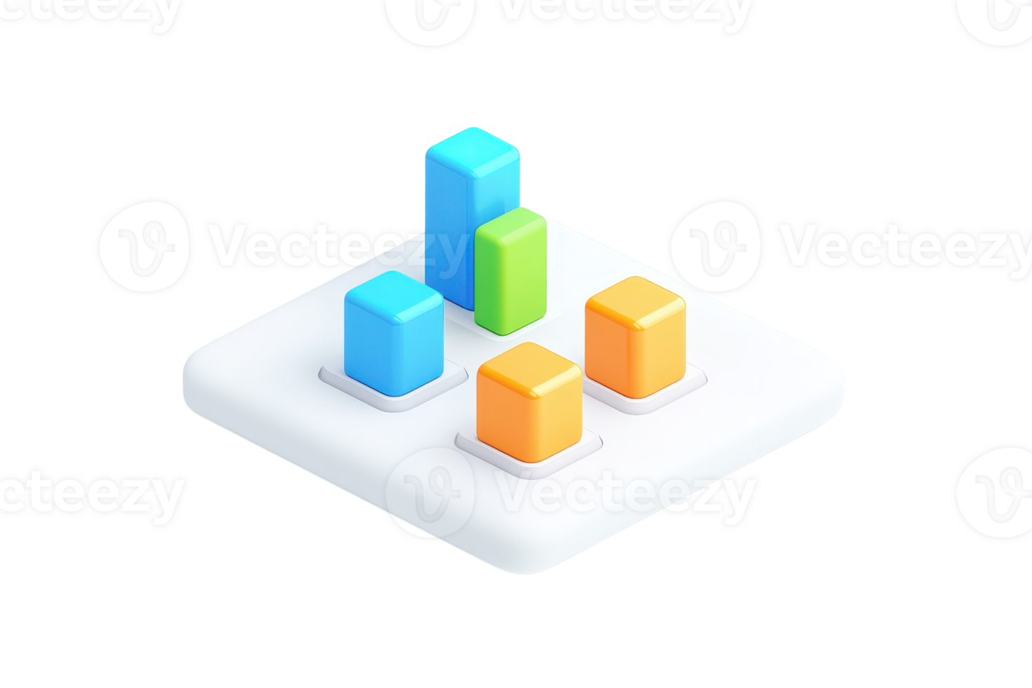 A collection of colorful blocks arranged on a flat surface, representing data visualization or statistical analysis. png
