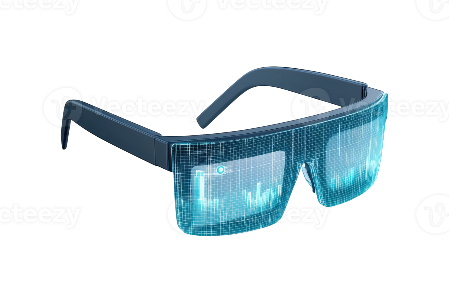 Futuristic glasses featuring a digital mesh design, showcasing a modern aesthetic with a high-tech appearance. png