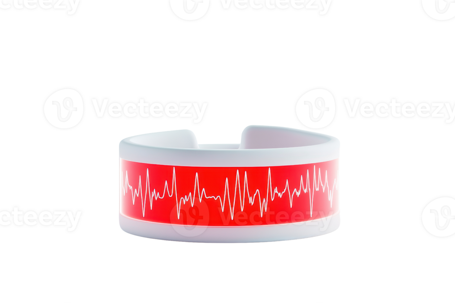 A sleek wristband featuring a red design with a heartbeat line pattern, symbolizing health and vitality. png