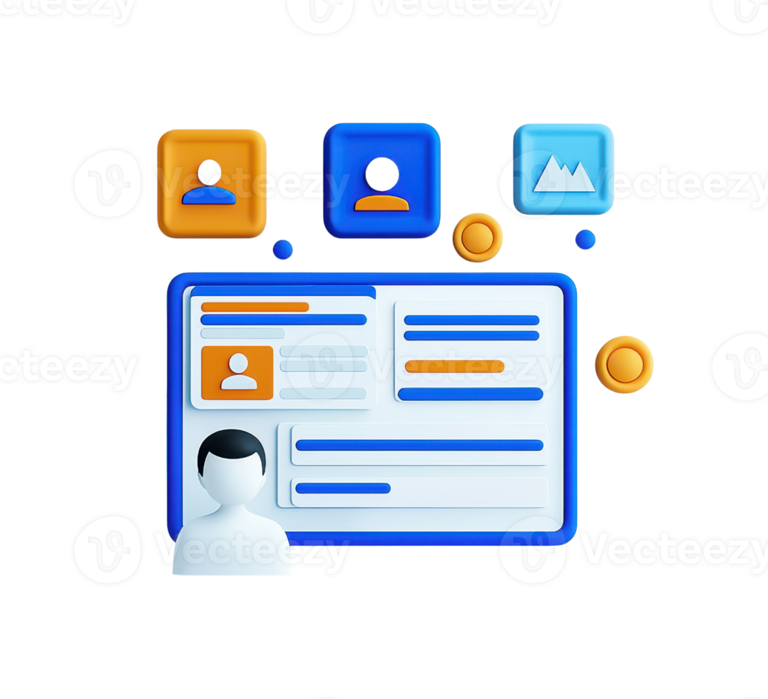 A digital profile interface featuring user avatars, a structured layout, and interactive elements for data display. png