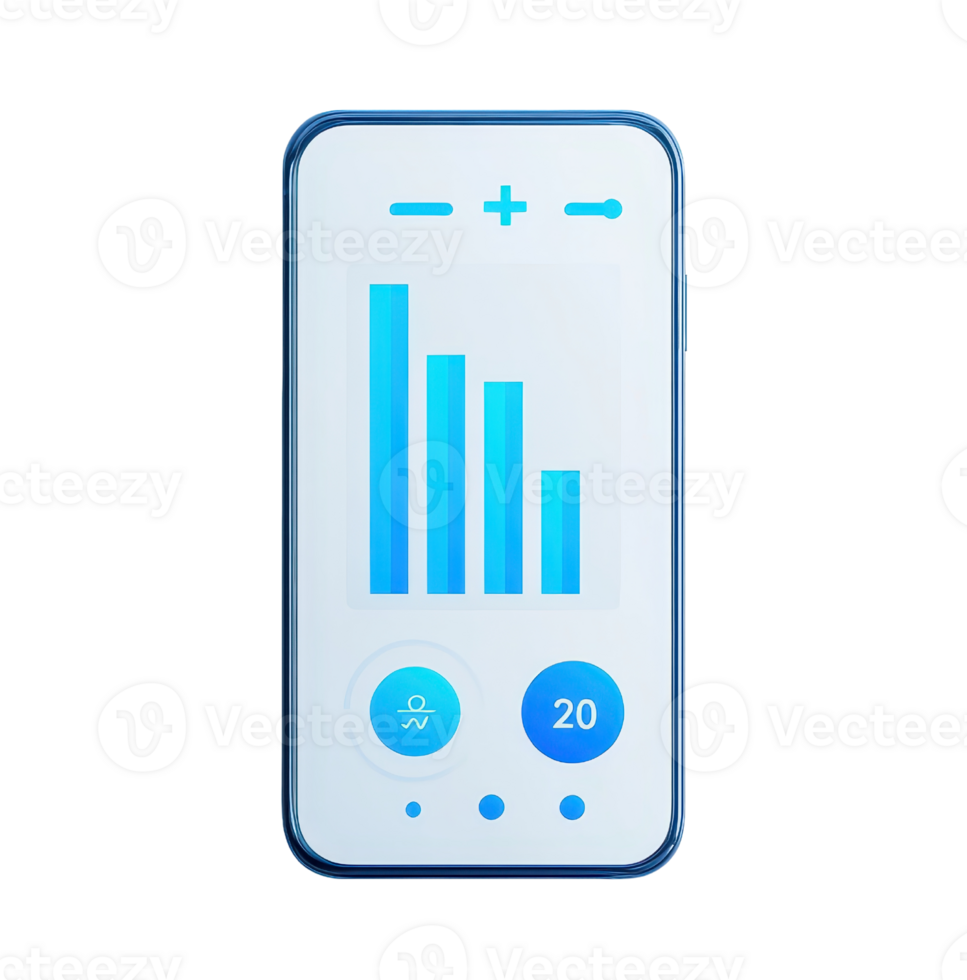 A modern interface featuring a bar graph with adjustable controls for volume or settings. png