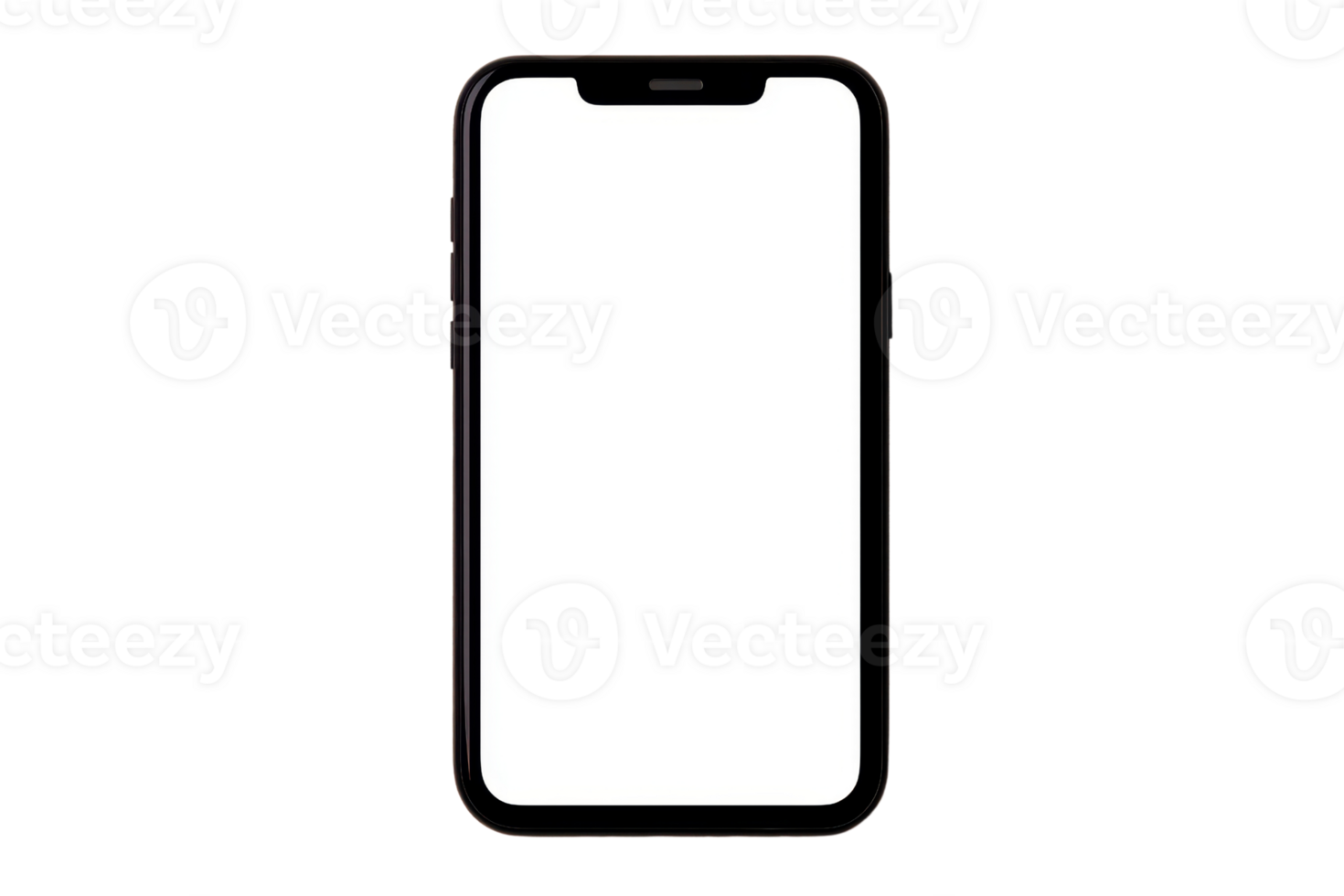 A modern smartphone with a blank screen, showcasing its sleek design and minimalistic aesthetic. png