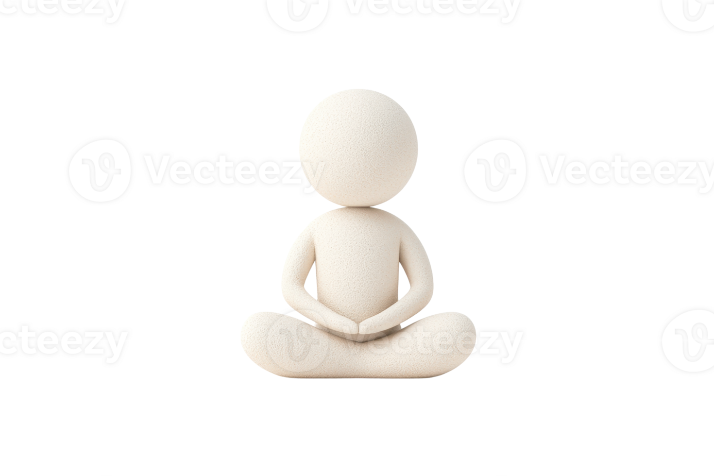 A simple, minimalist figure sitting cross-legged with hands resting on its lap, embodying tranquility and meditation. png