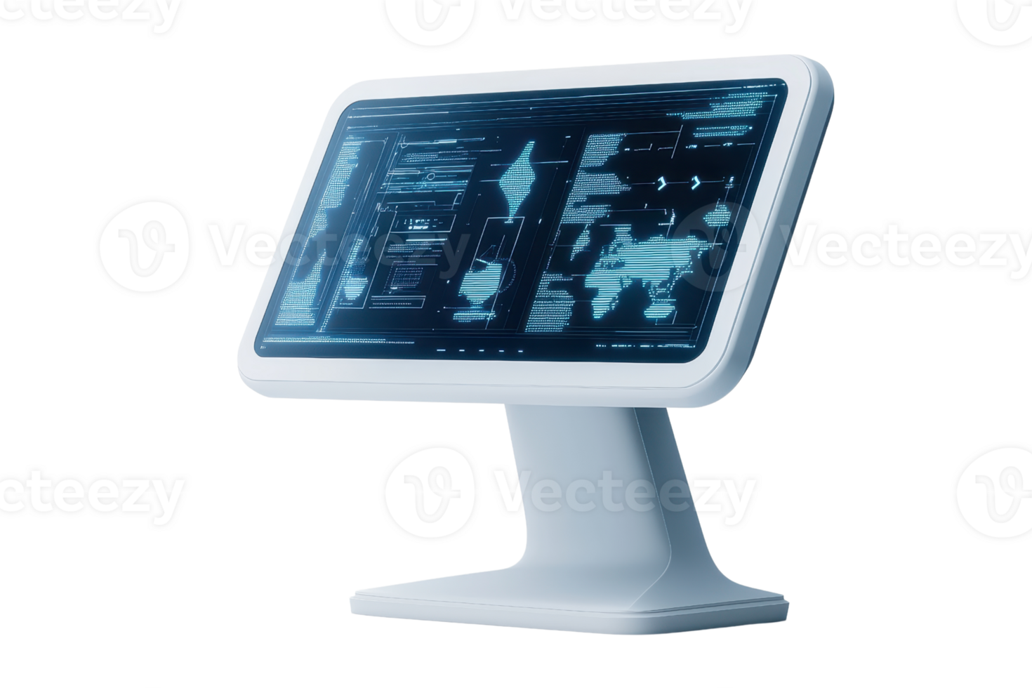 A sleek, modern monitor displaying intricate data and graphics on a dark interface. png