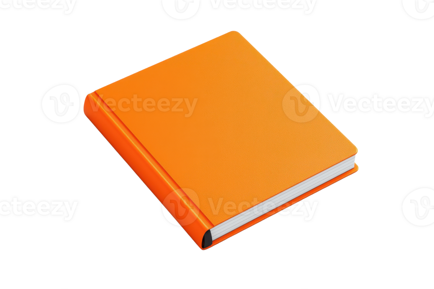 A vibrant orange book with a plain cover, featuring a white spine, showcasing a simple yet striking design. png