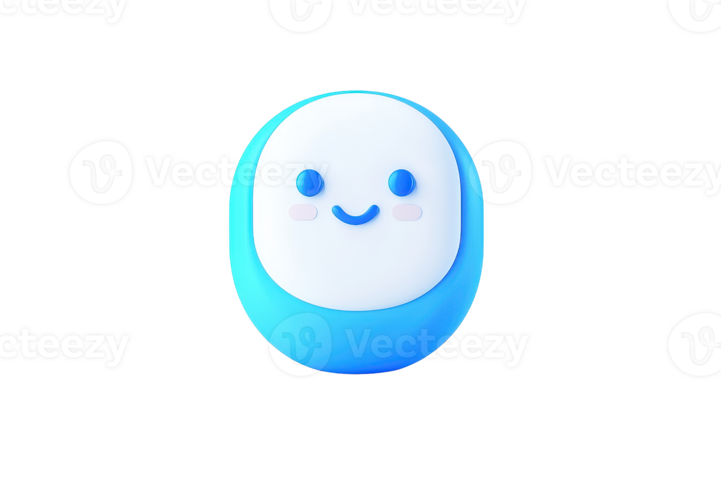 A cute, smiling character with a rounded shape and soft colors, conveying a friendly and cheerful expression. png