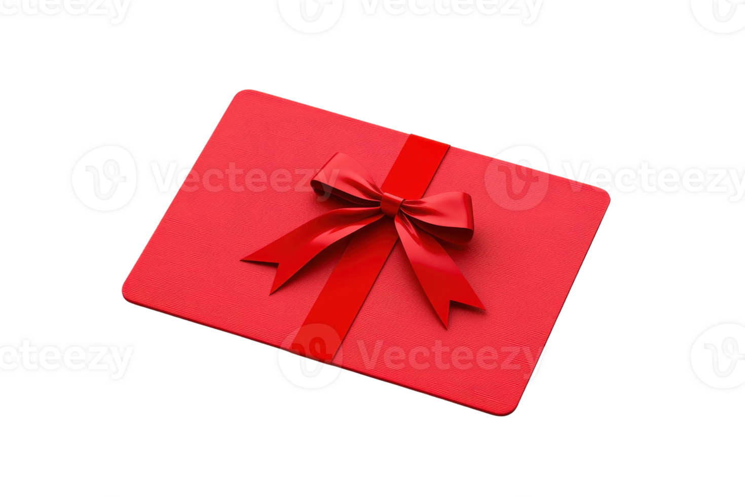 A vibrant red gift card adorned with a shiny bow, symbolizing celebration and giving. png