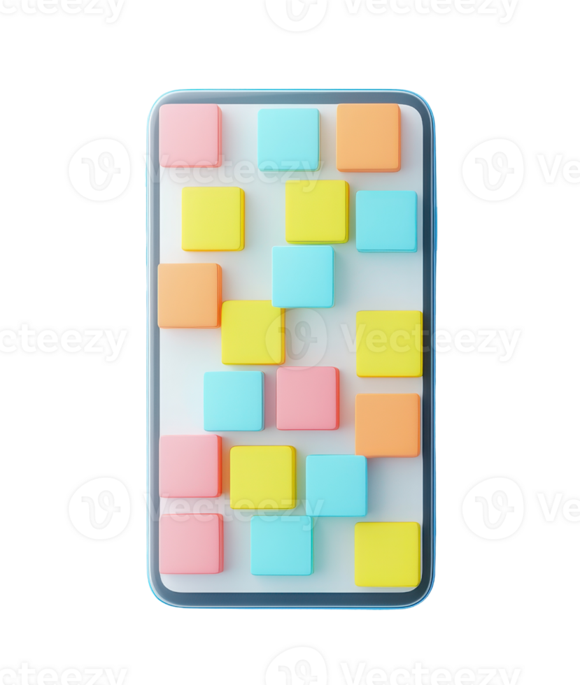 A colorful arrangement of square blocks in various pastel shades. png
