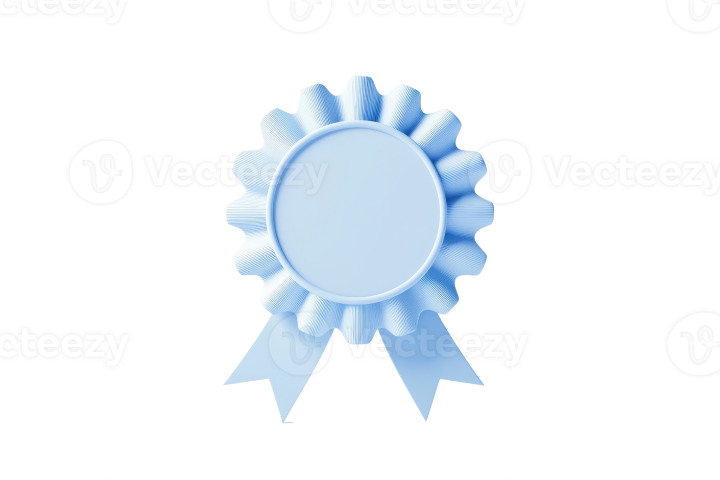 A light blue award ribbon with a circular center and decorative pleats, symbolizing achievement and recognition. png