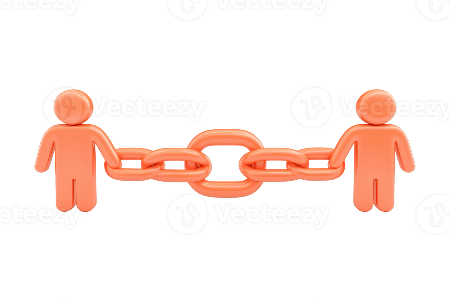 Two stylized figures are connected by a chain, symbolizing unity or partnership. png