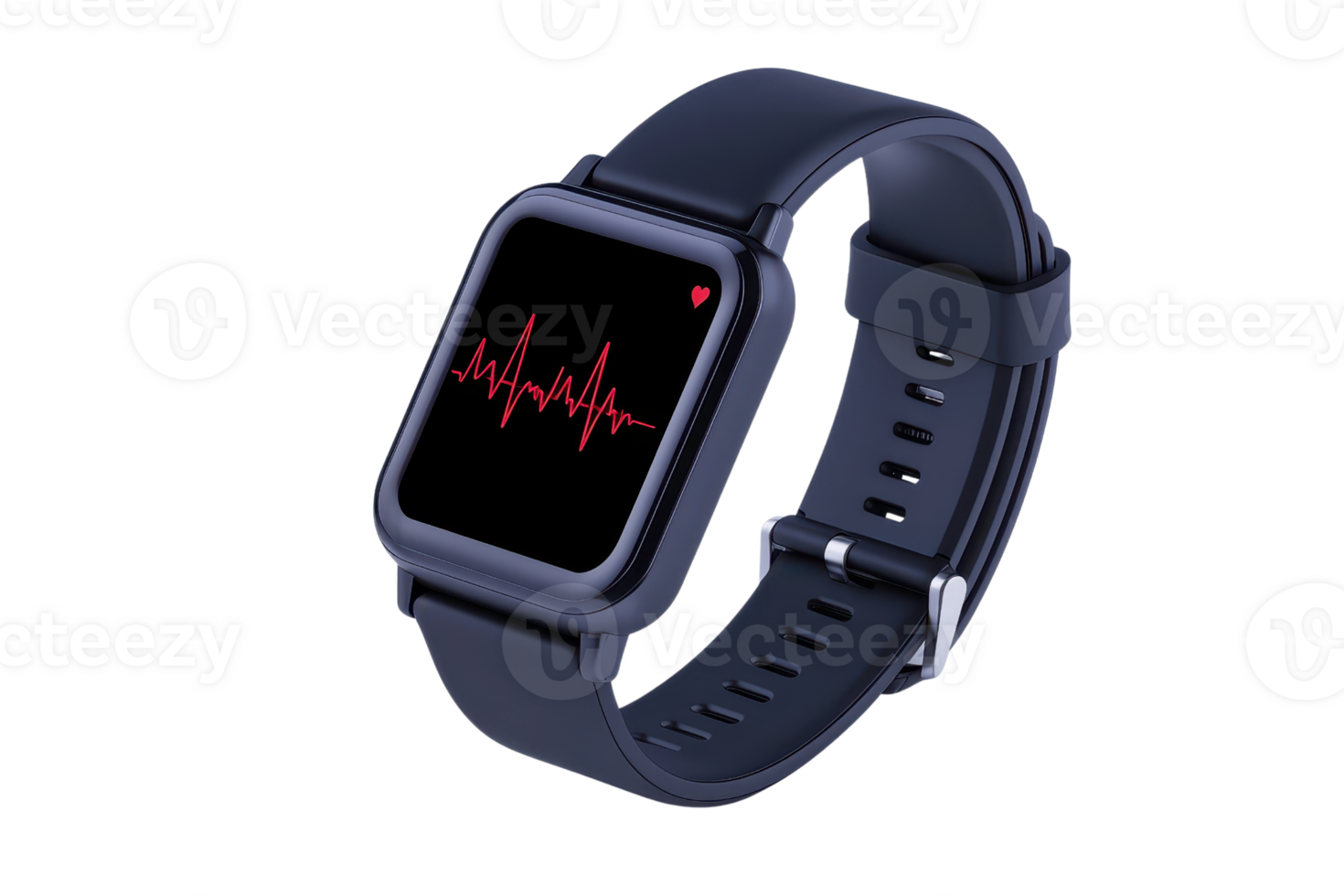 A sleek smartwatch displaying a heartbeat monitor graphic on its screen. png