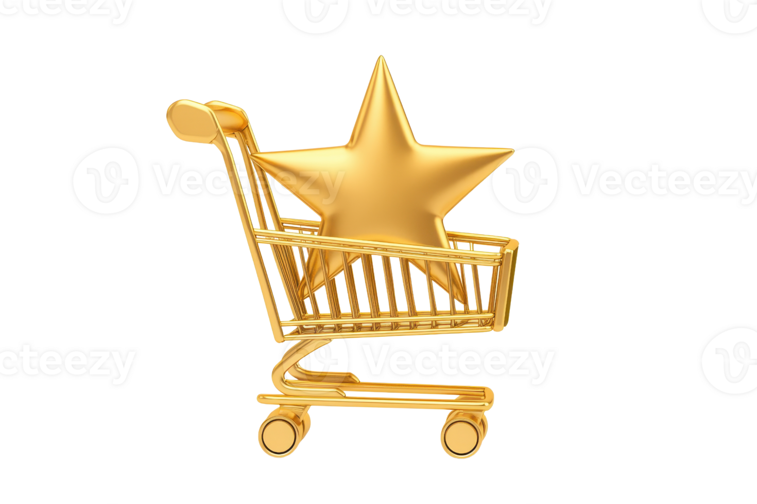 A golden shopping cart with a star inside, symbolizing premium quality or top-rated products. png