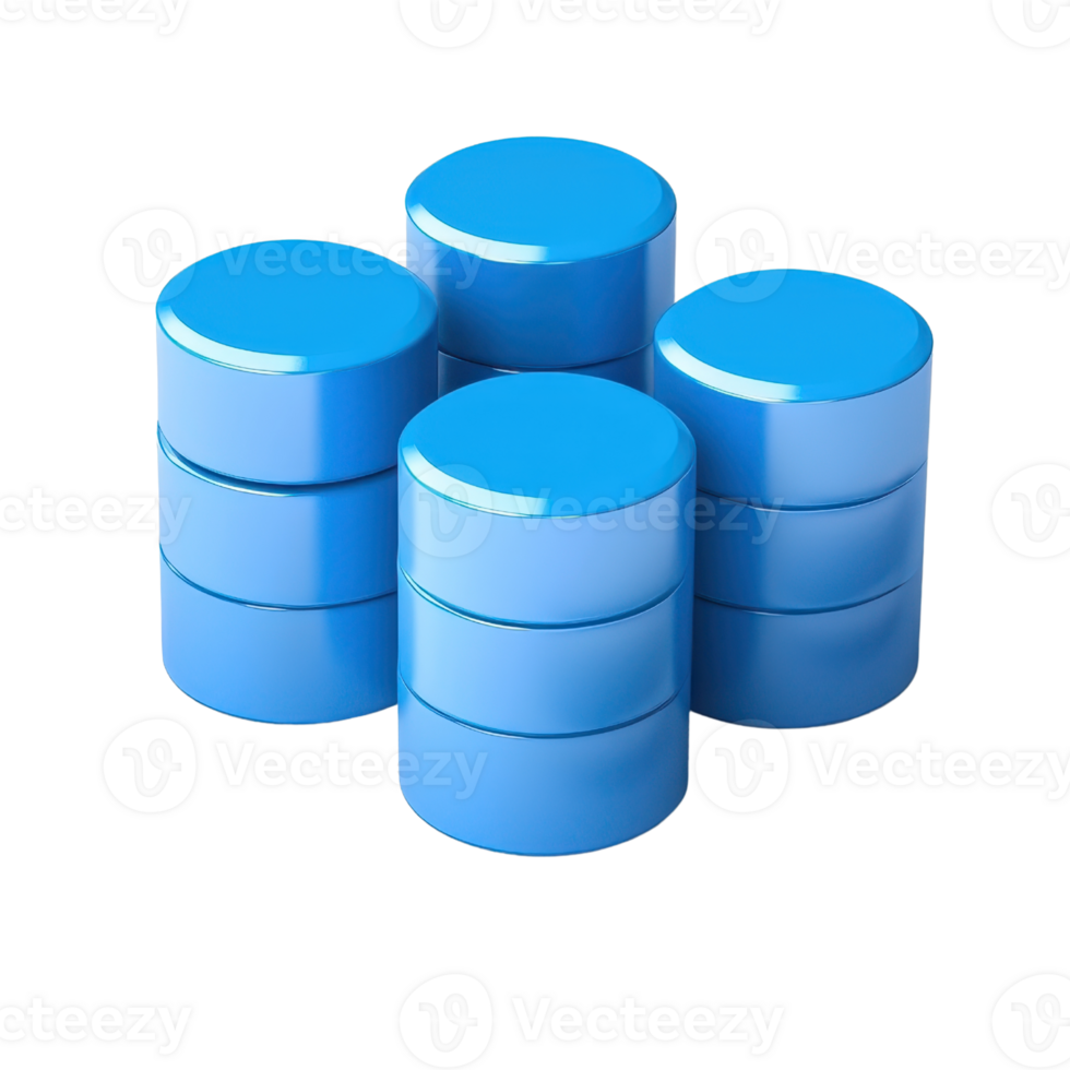 A cluster of glossy blue cylindrical objects stacked in a visually appealing arrangement. png