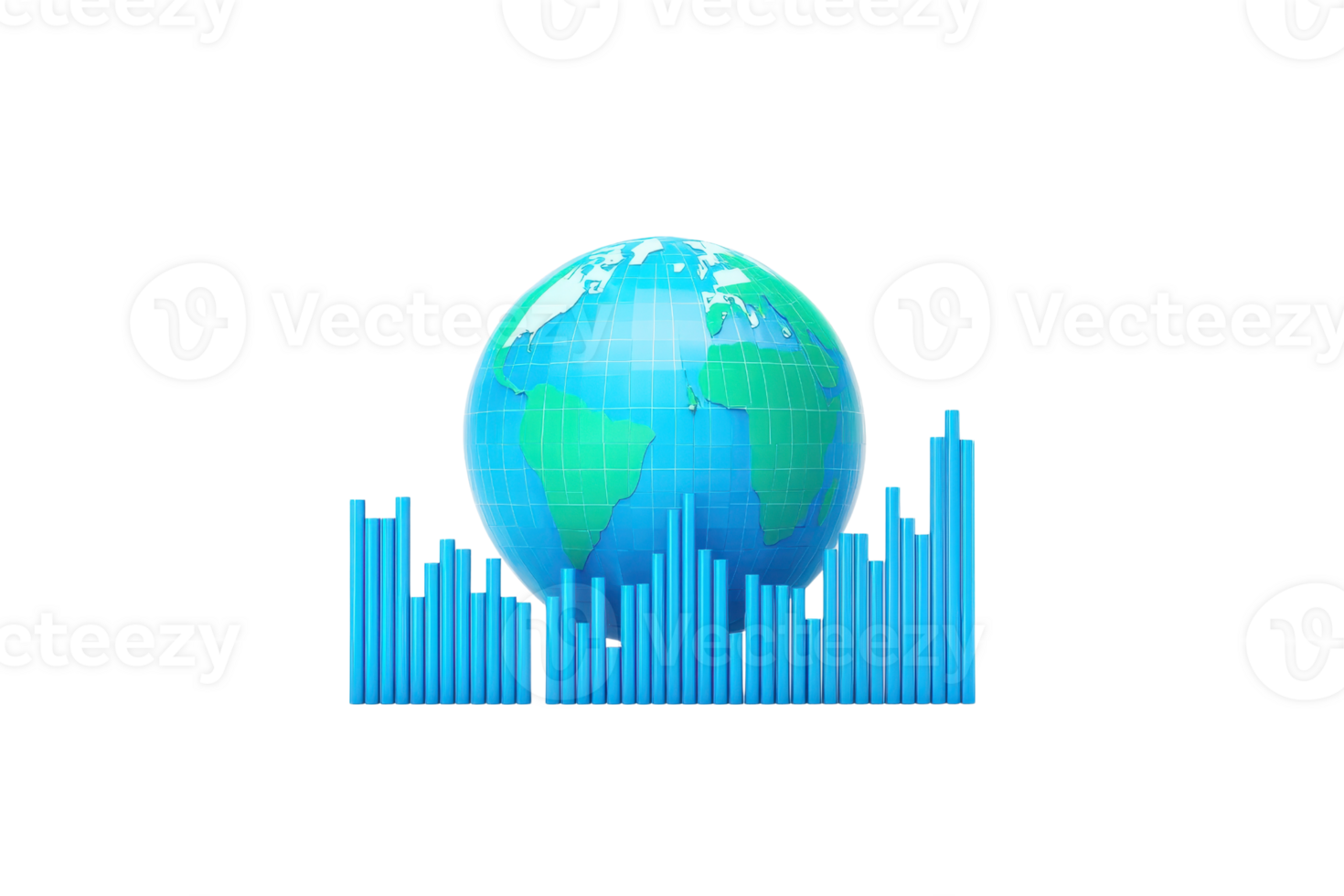 A globe with a blue soundwave graphic, symbolizing global communication and sound technology. png